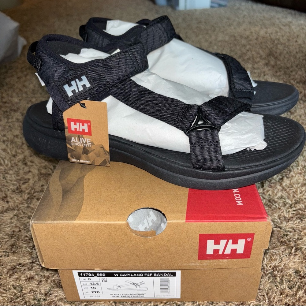 Helly Hansen Capilano Women’s 11793-990 F2F Sandals Black Size 10 New